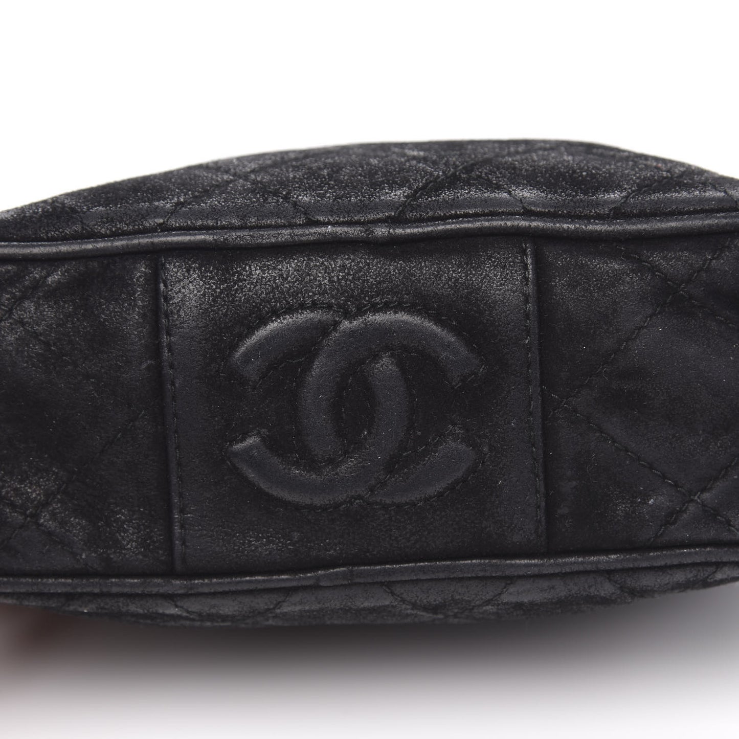 Suede Quilted Camera Case Crossbody Bag Black