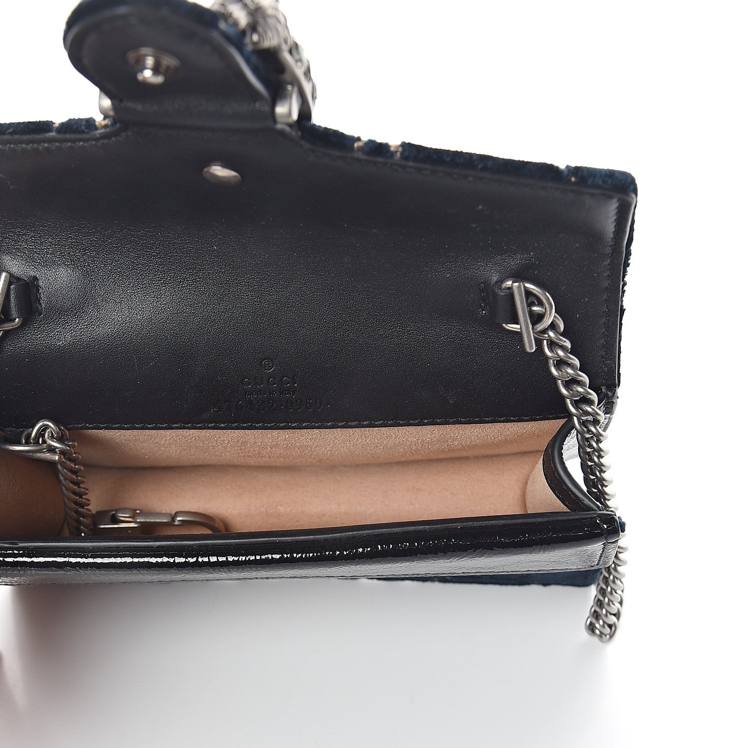 Gucci Velvet GG Monogram Super Mini Dionysus Shoulder Bag Blue Beige Black 4 of 7