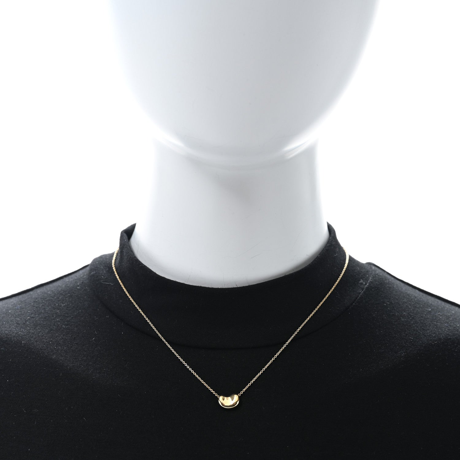 Tiffany 18K Yellow Gold 11mm Elsa Peretti Bean Pendant Necklace 2 of 5