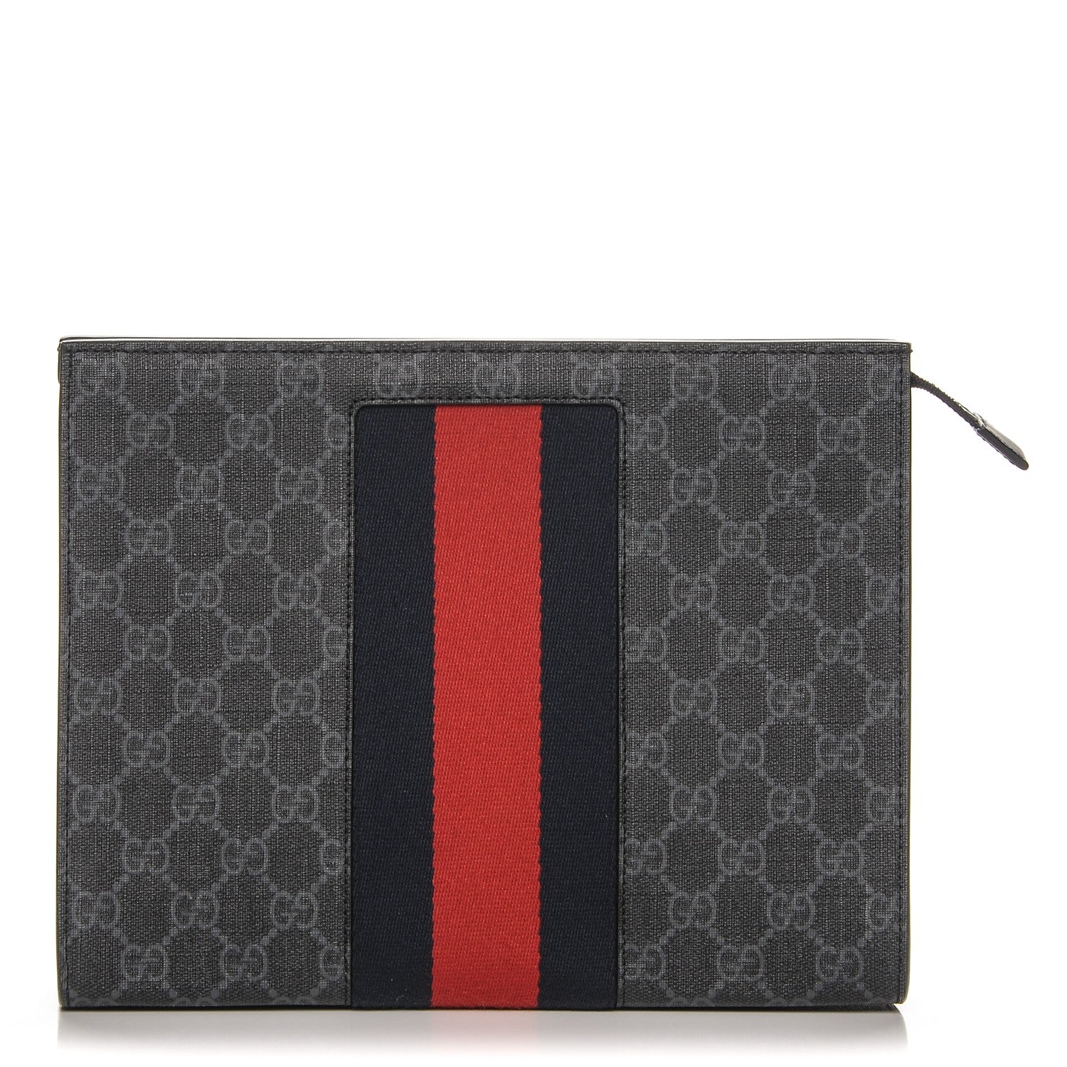Gucci GG Supreme Monogram Selleria Calfskin Web New Web Cosmetic Case Black 1 of 6