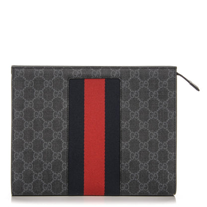 Gucci GG Supreme Monogram Selleria Calfskin Web New Web Cosmetic Case Black 1 of 6