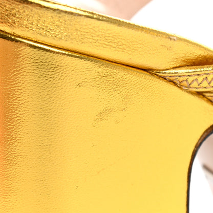 Gucci Nappa Silk Crystal Bertie High Heel Sandals 37.5 Gold 11 of 13