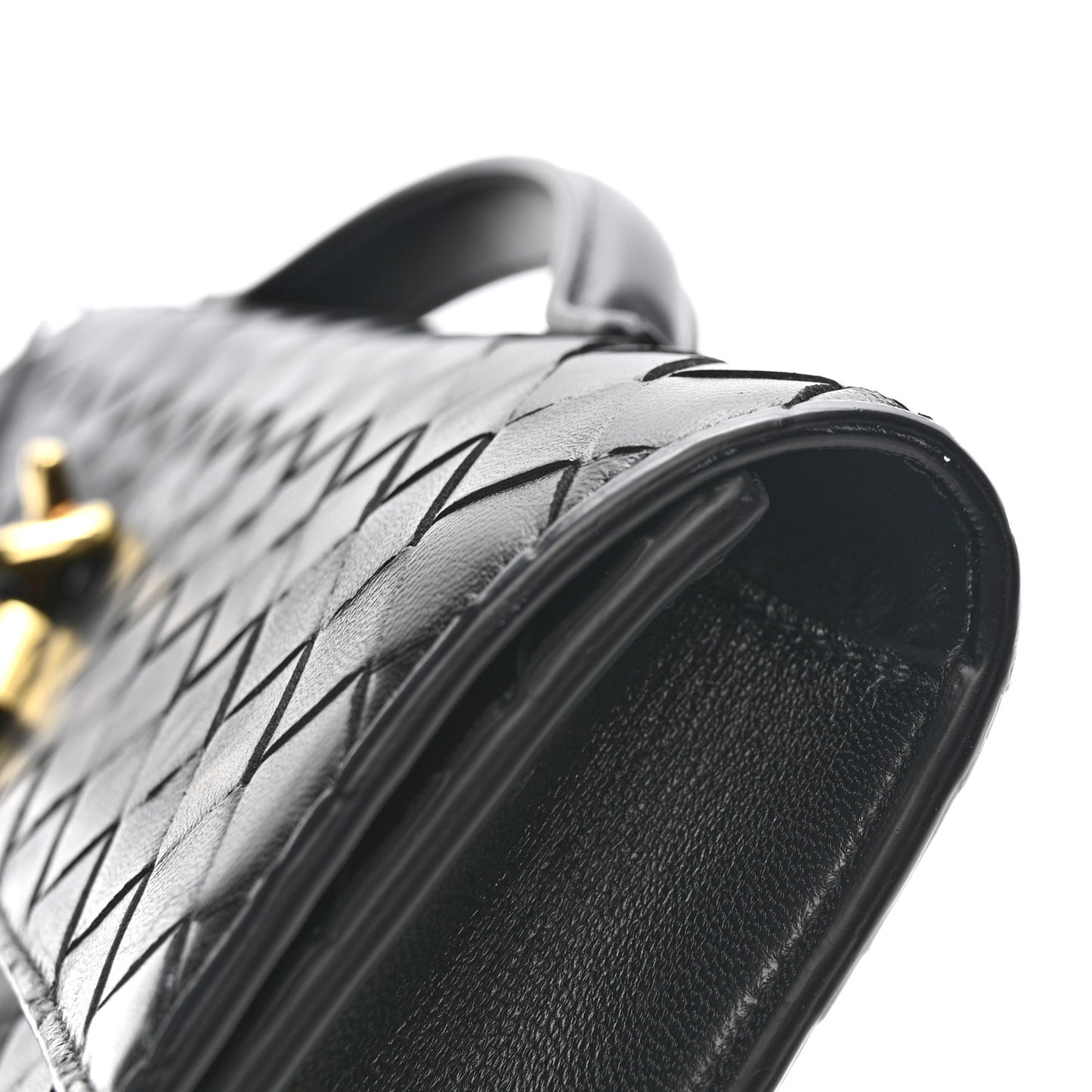 Nappa Intrecciato Long Andiamo Top Handle Clutch Black