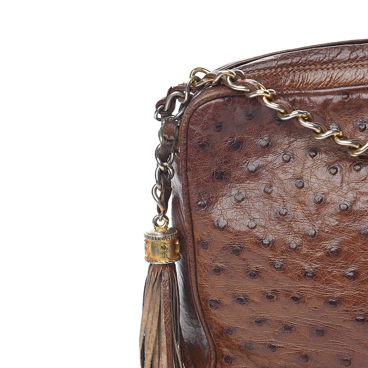 Chanel Ostrich Tassel Camera Case Brown 16 of 24