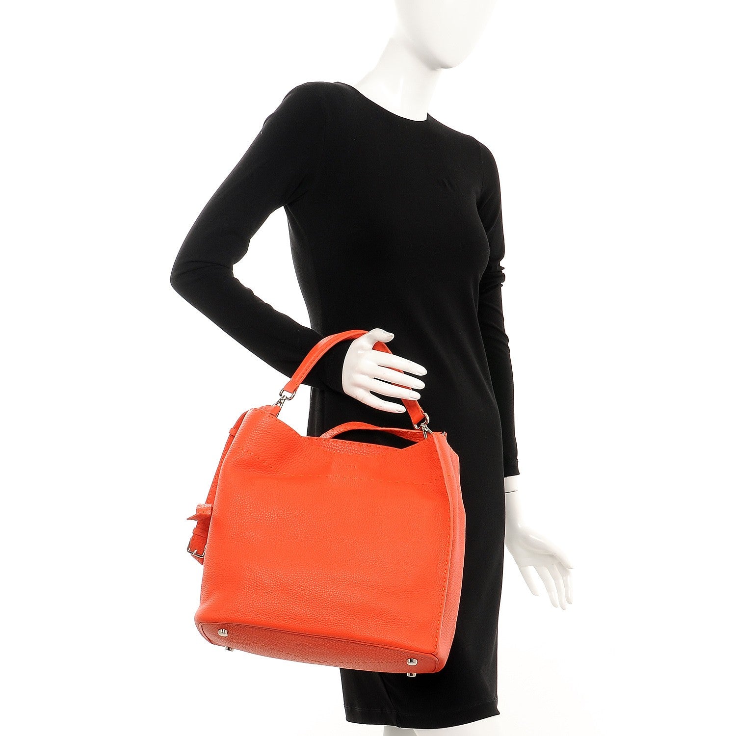 Fendi Cuoio Romano Selleria Large Anna Bucket Bag Arancio 2 of 8