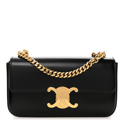 Celine Shiny Calfskin Triomphe Chain Shoulder Bag Black 1 of 10