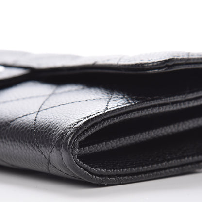 Chanel Caviar Quilted Large Gusset Flap Wallet Black 9 of 10