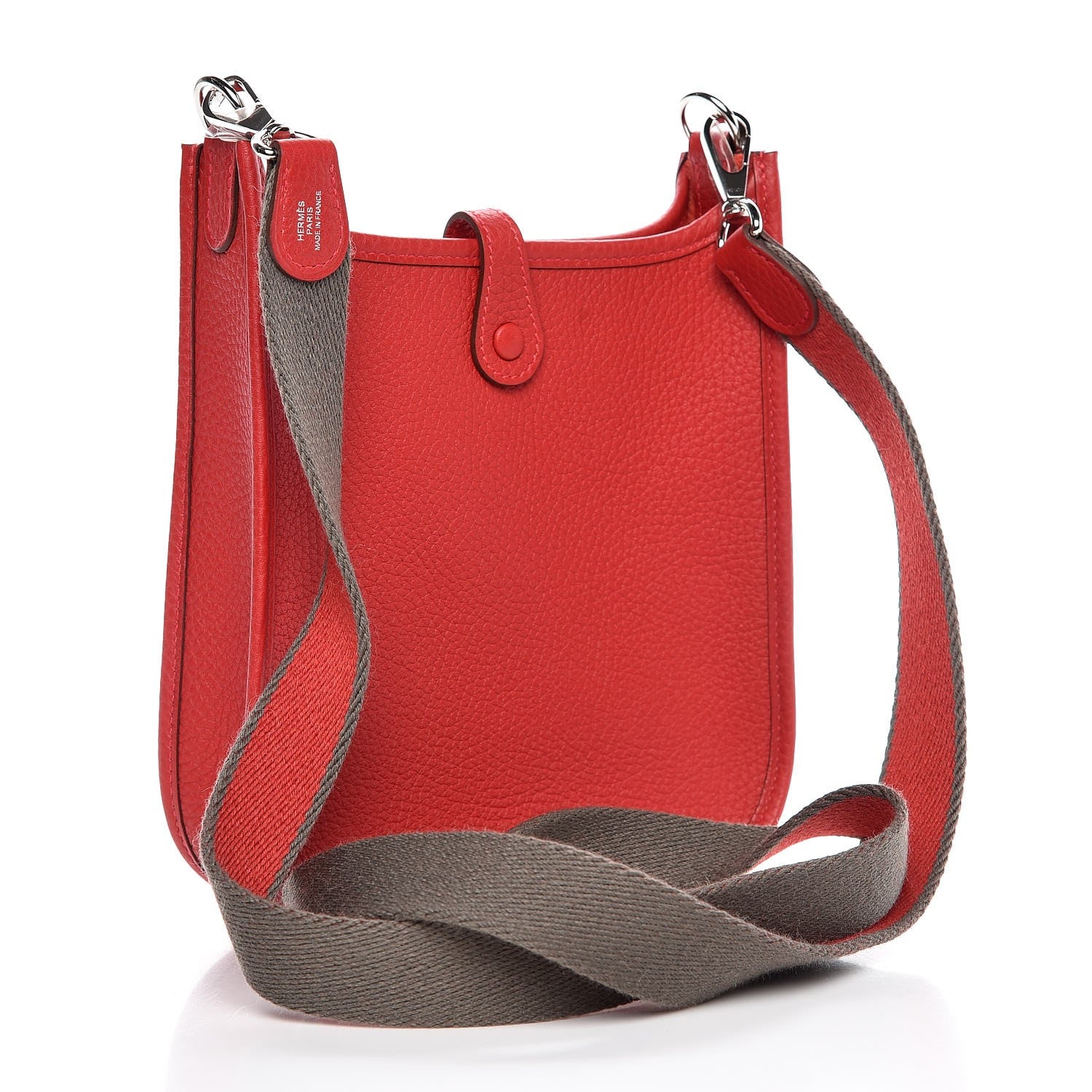 Hermes Taurillon Clemence Amazone Evelyne TPM Rouge Casaque Etain 3 of 7