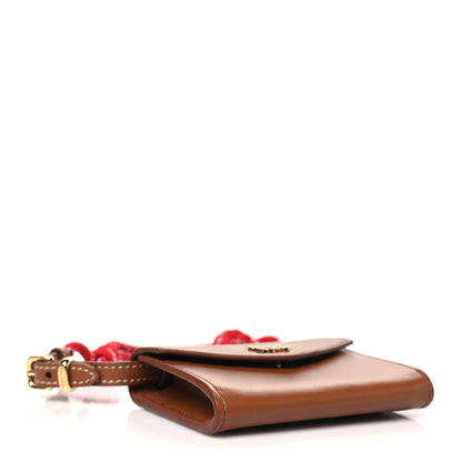 Miu Miu Nappa Compact Wallet On Strap Cognac Red 4 of 8