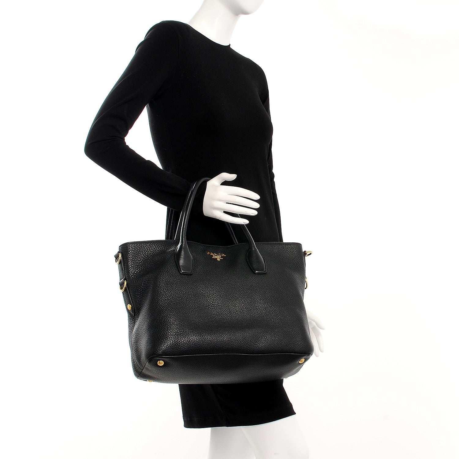 Prada Vitello Daino Tote Nero Black 3 of 8