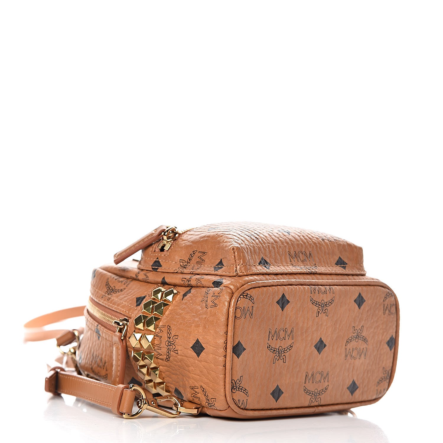 MCM Visetos Side Stud X-Mini Stark Backpack Cognac 4 of 10