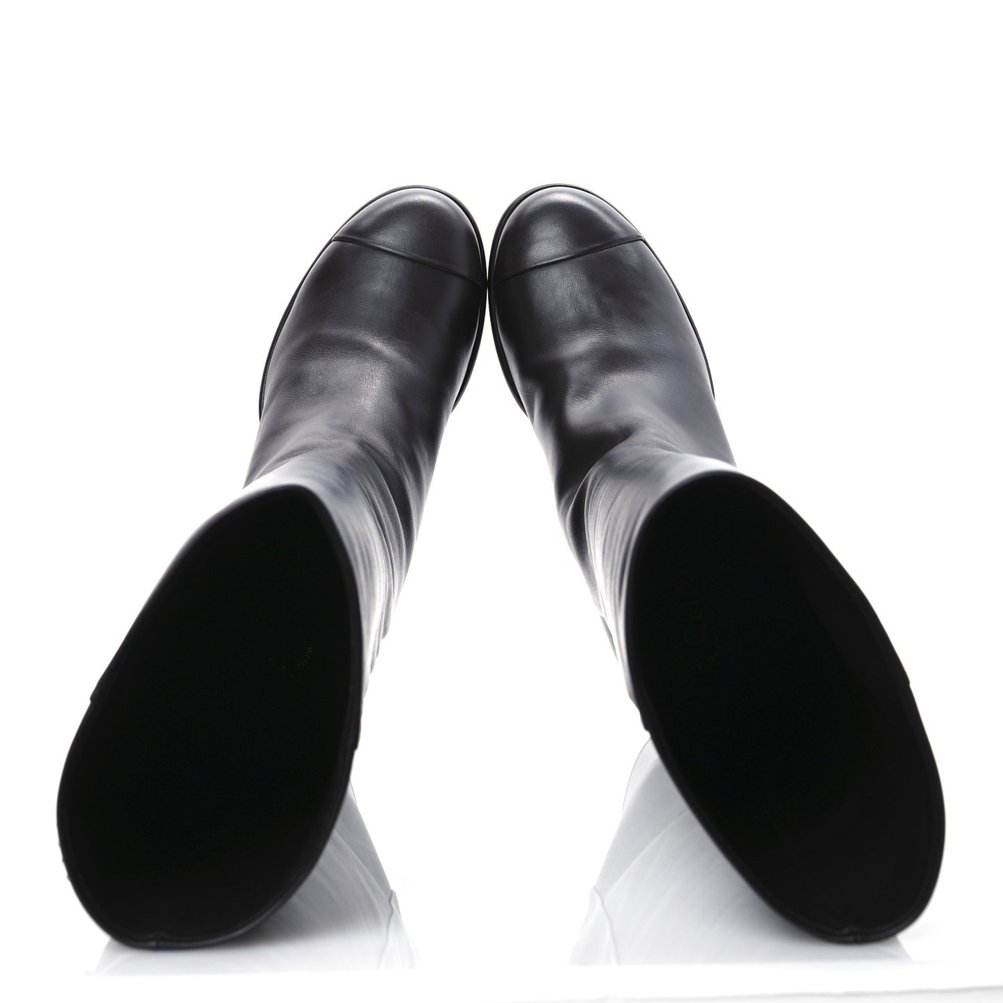 Calfskin CC High Boots 37.5 Dark Brown
