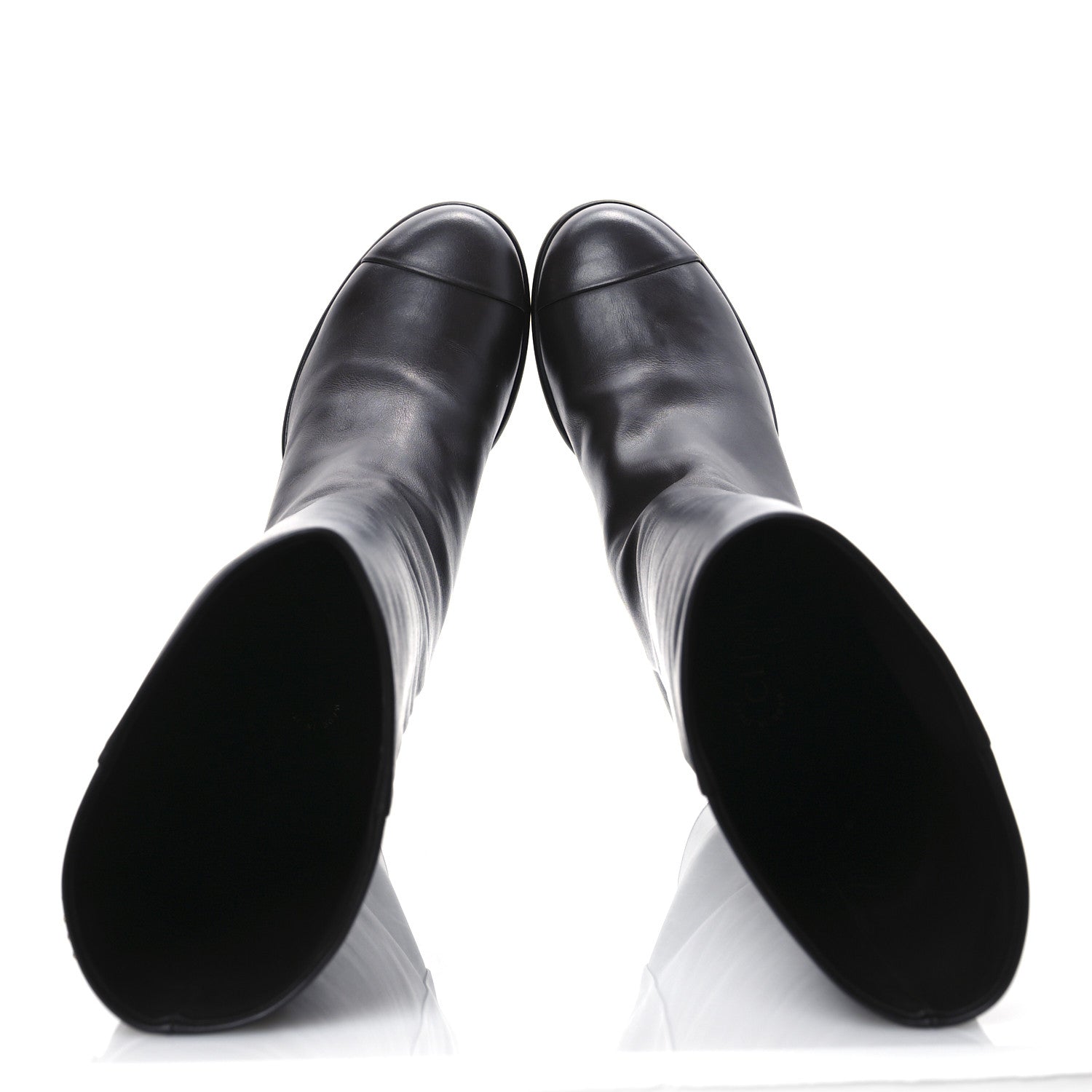 Chanel Calfskin CC High Boots 37.5 Dark Brown 2 of 13