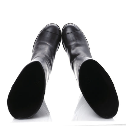 Chanel Calfskin CC High Boots 37.5 Dark Brown 2 of 13