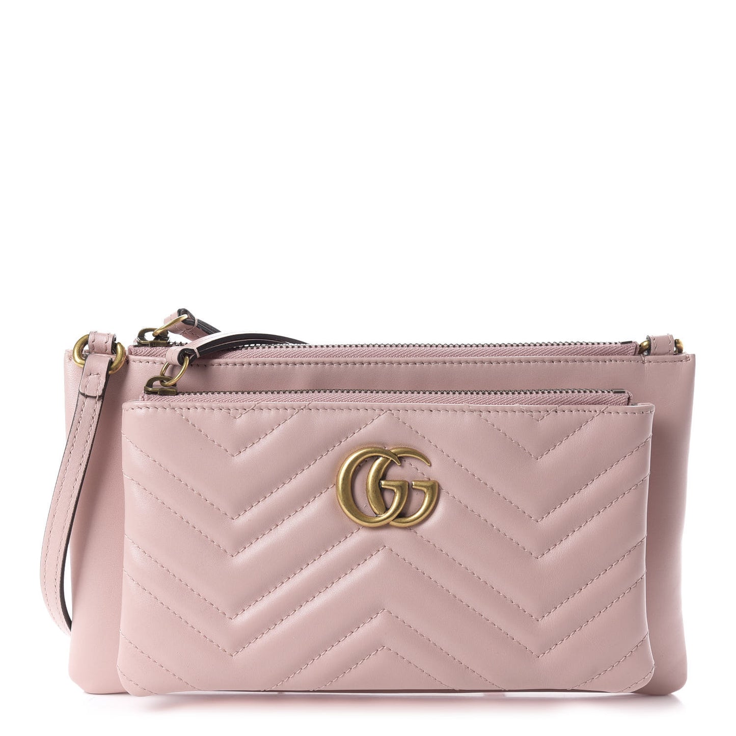 Calfskin Matelasse Small GG Marmont Double Zip Shoulder Bag Perfect Pink