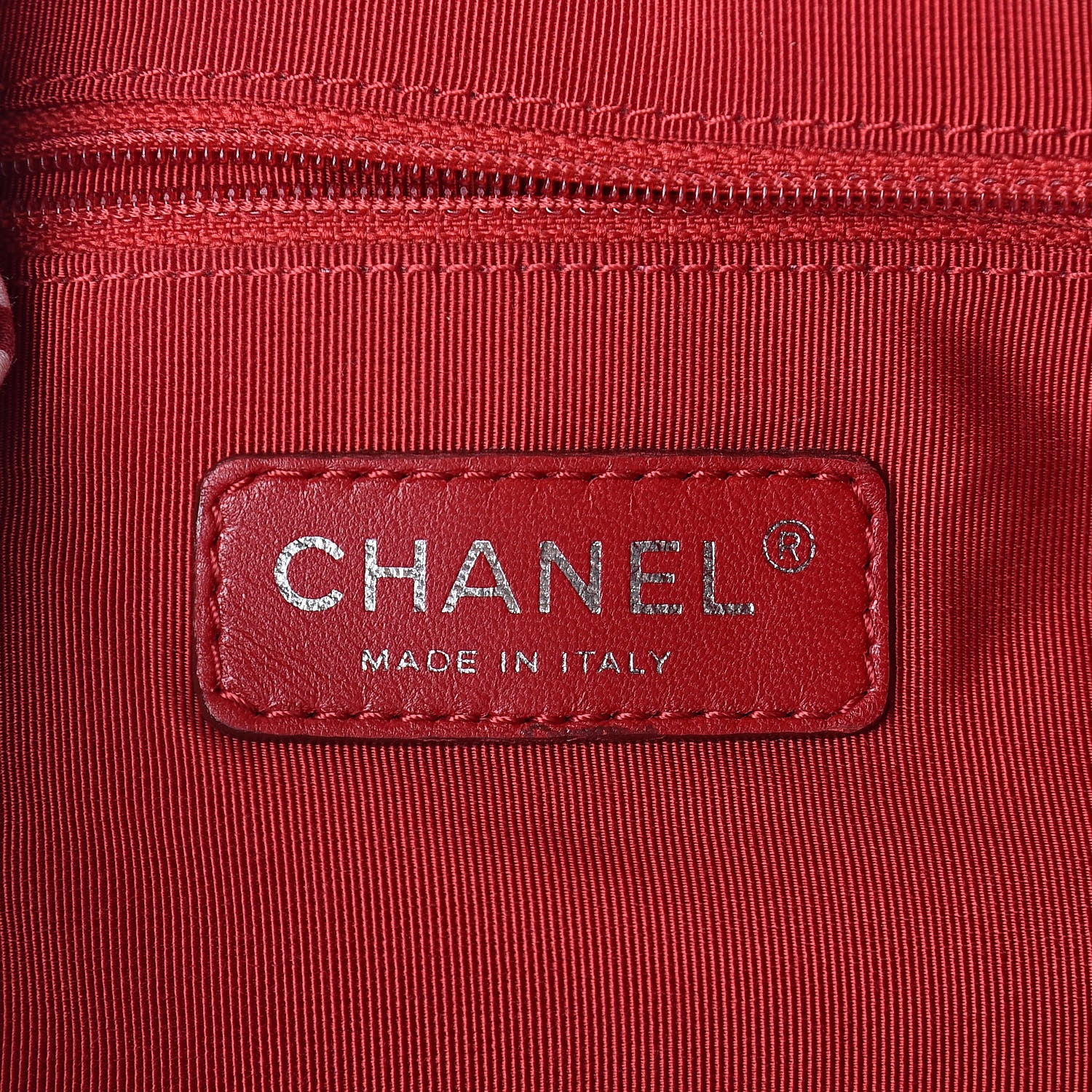 Chanel Striped Canvas Logo Tote Red 7 of 11