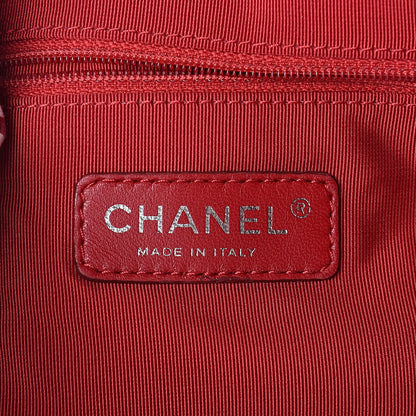 Chanel Striped Canvas Logo Tote Red 7 of 11