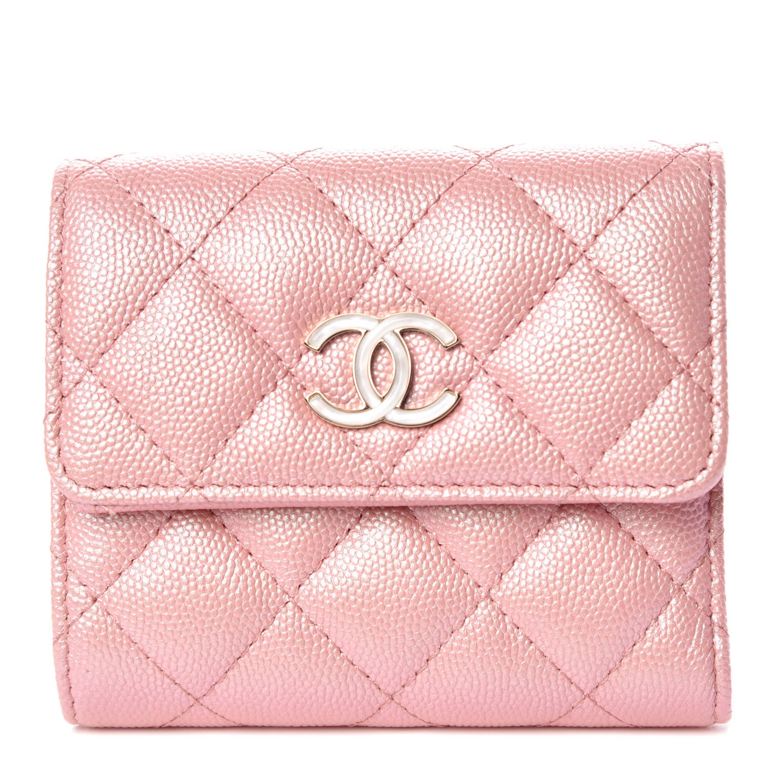 Chanel Iridescent Caviar Small Quilted Flap Wallet Rose Pink 1 of 9