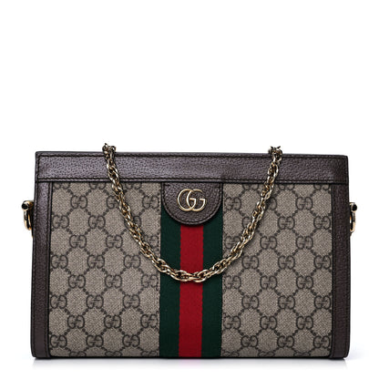 Gucci GG Supreme Monogram Web Small Ophidia Chain Shoulder Bag Brown 1 of 11