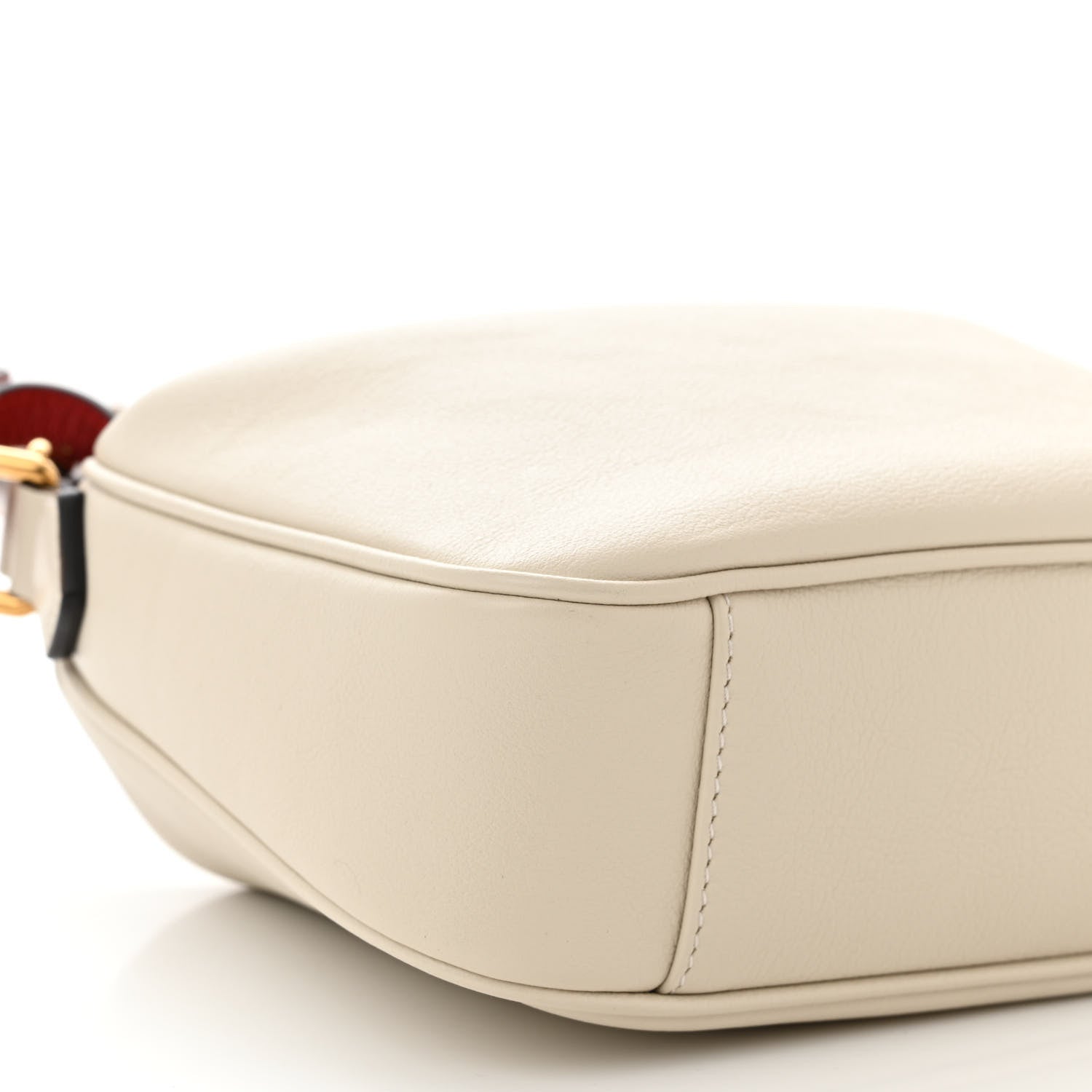 Gucci Softy Wonka Textured Dollar Calfskin Small Diana Shoulder Bag Mystic White Hibiscus Red 9 of 10