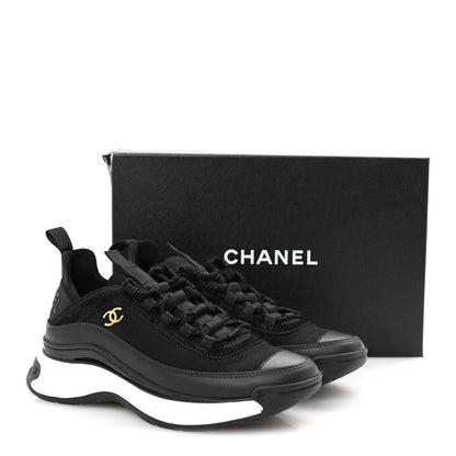 Chanel Velvet Calfskin Mixed Fibers CC Sneakers 38 Black 10 of 10