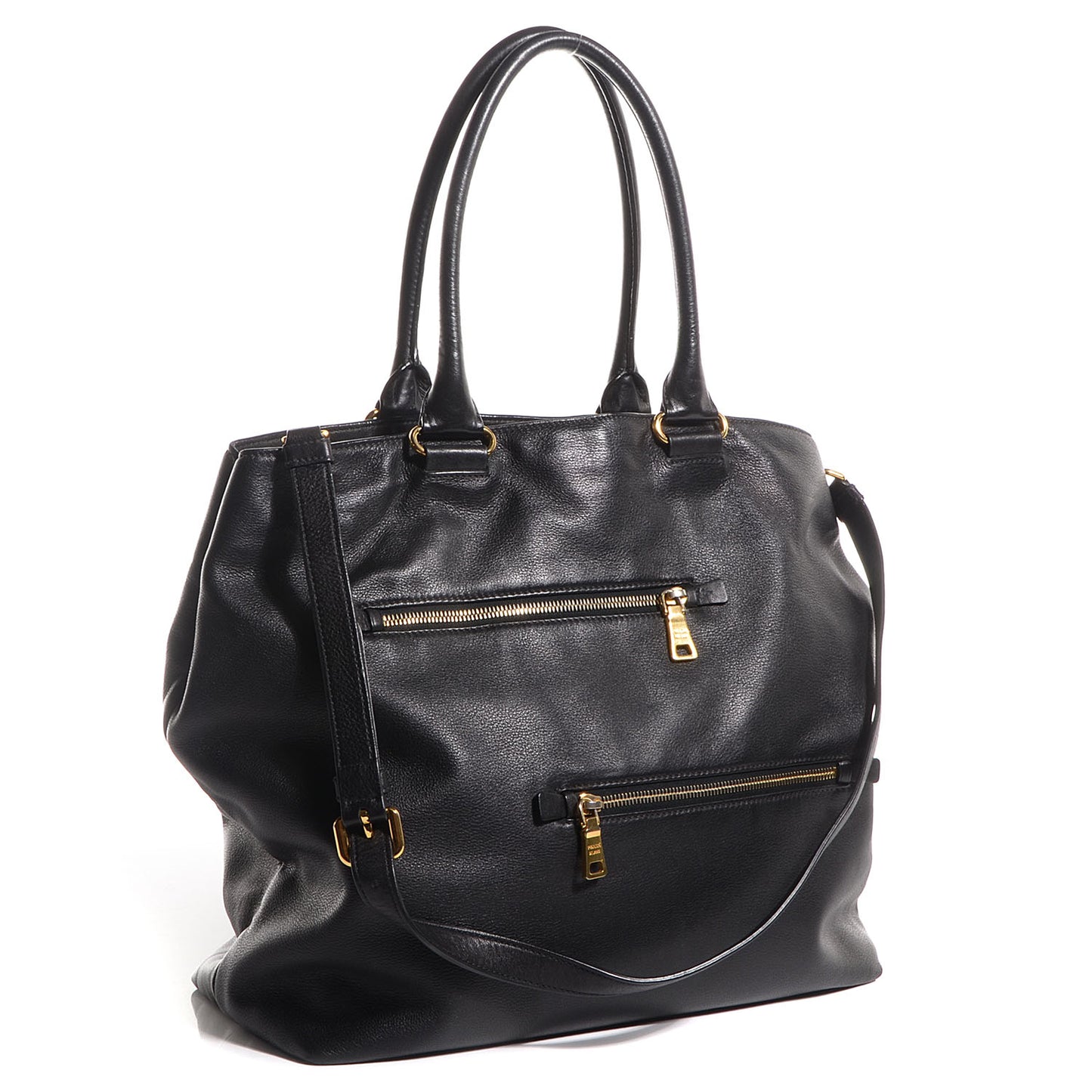 Soft Calf Zipper Detail Tote Nero Black
