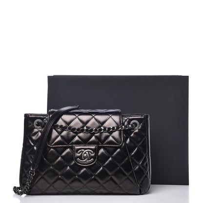 Chanel Glazed Calfskin Quilted Accordion Flap Black 11 of 11