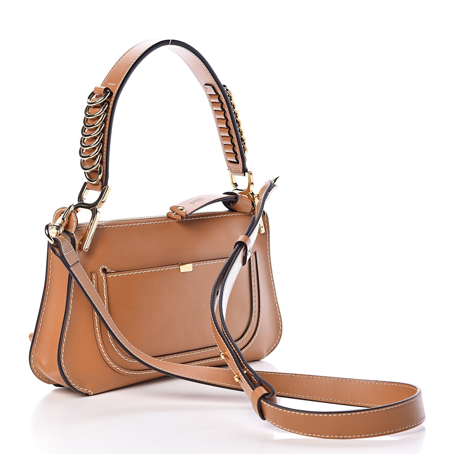 Chloe Shiny Calfskin Marcie Saddle Shoulder Bag Autumnal Brown 3 of 10