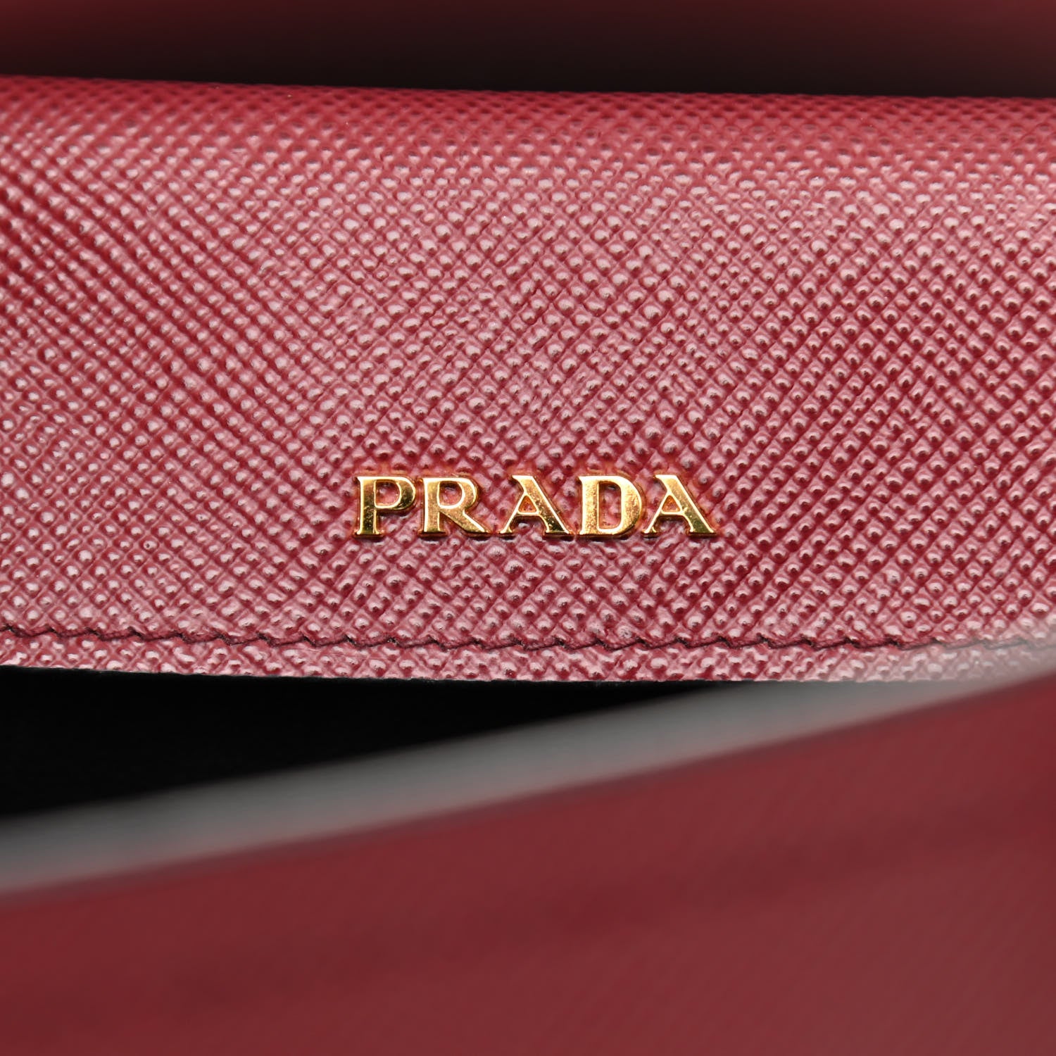 Prada Saffiano Cuir Medium Double Bag Cerise Black 10 of 11