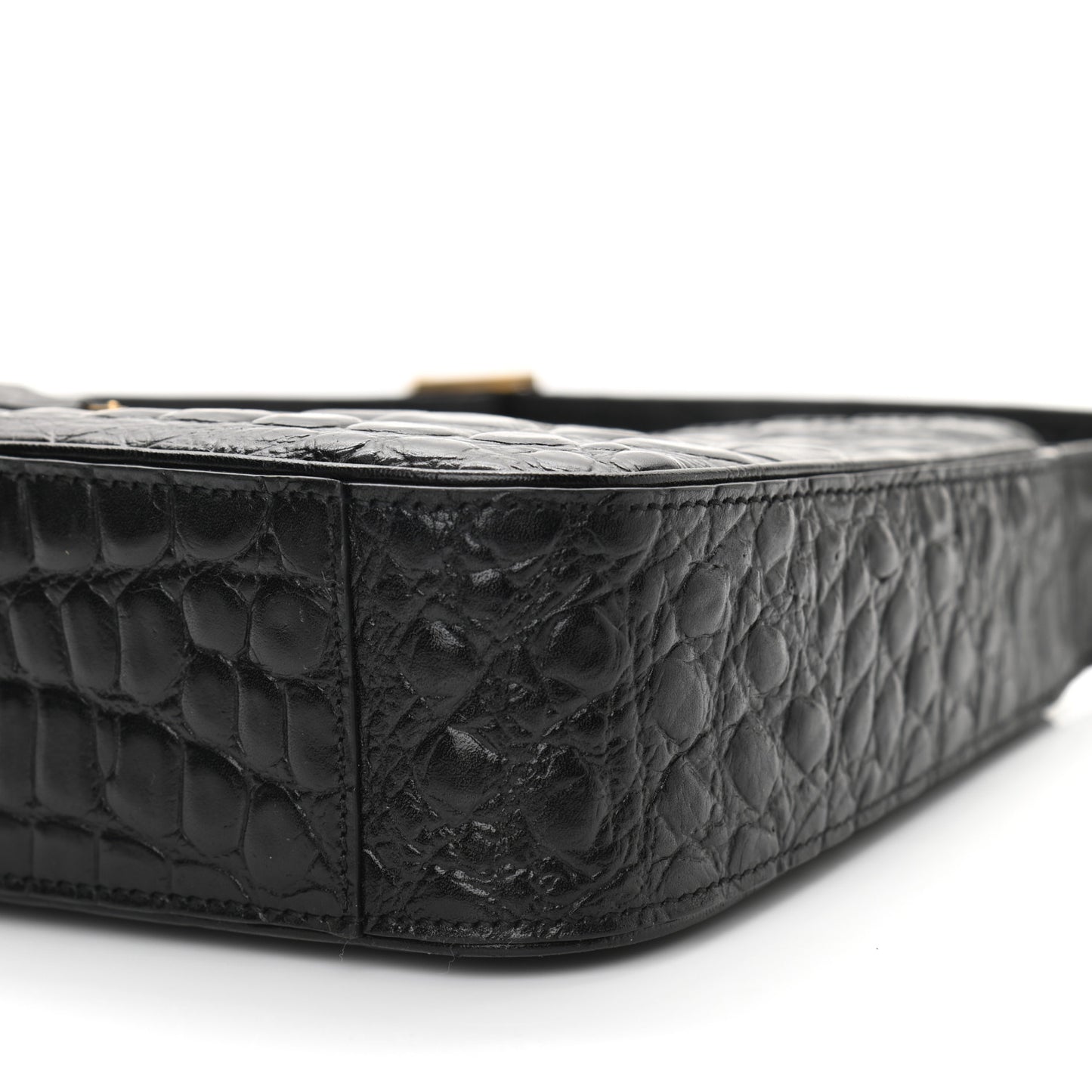 Calfskin Crocodile Embossed Le 5 A 7 Hobo Black