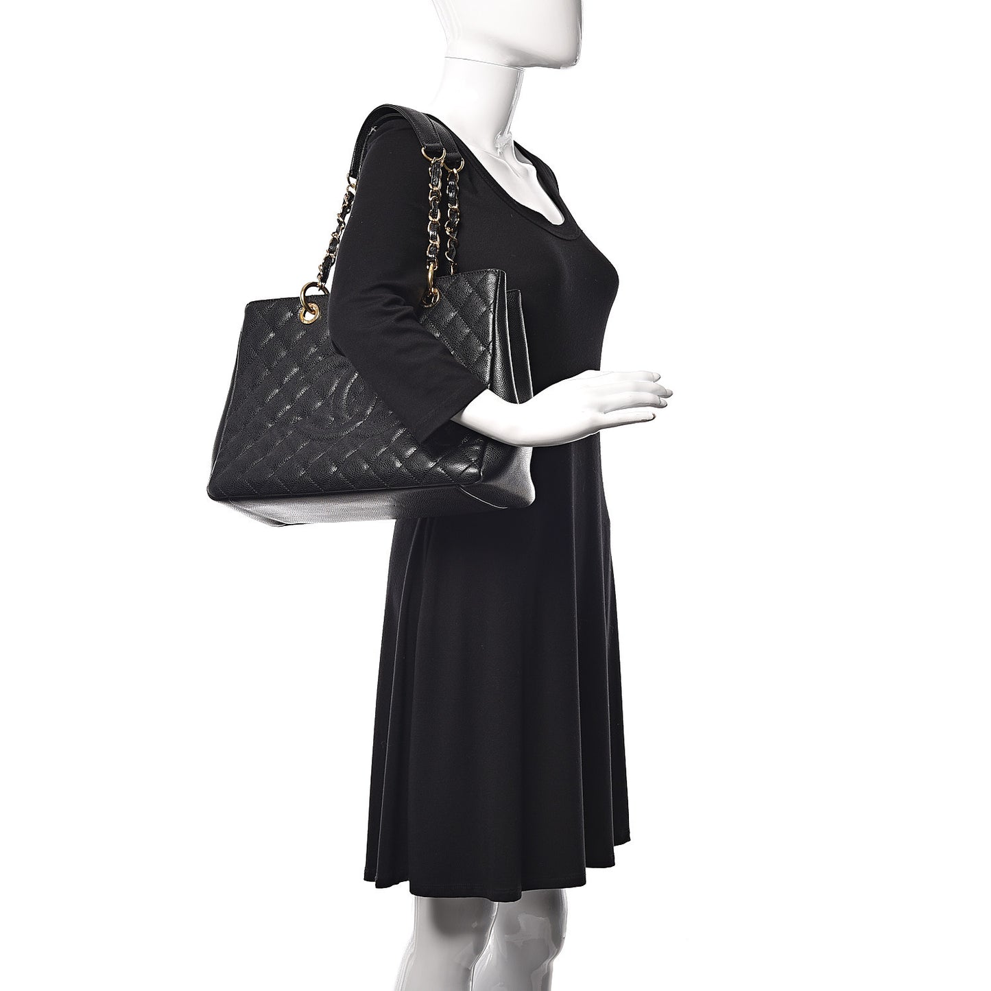 Caviar Quilted Grand Shopping Tote GST Black