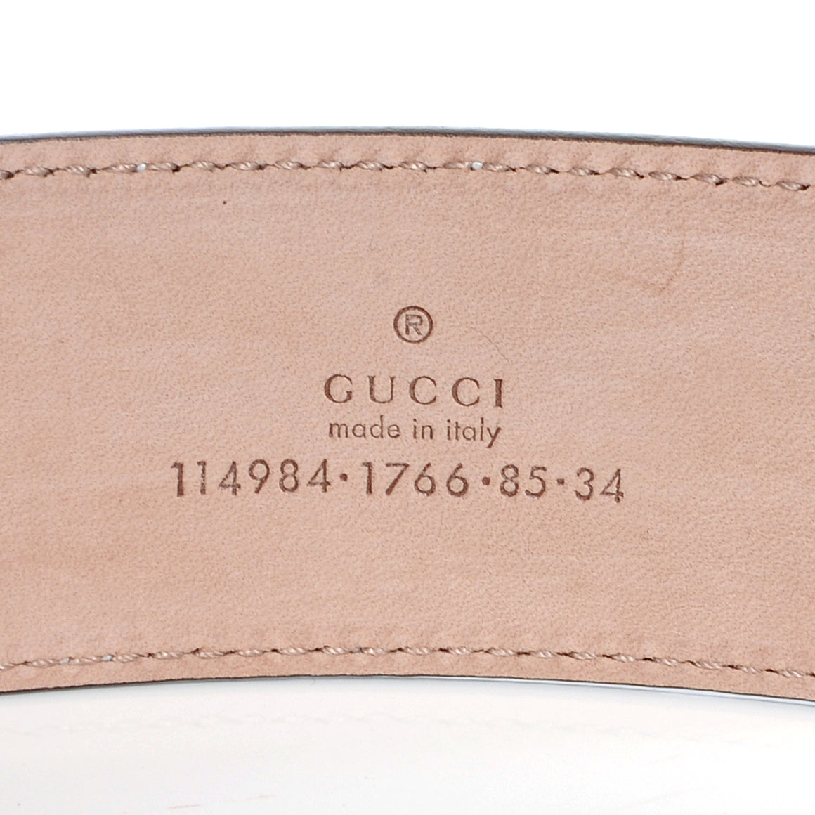 Leather Web GG Belt 85 34 White