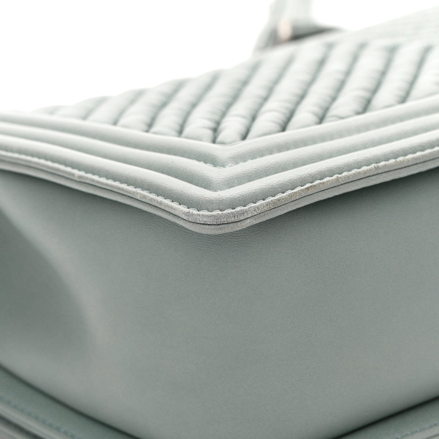 Calfskin Chevron New Medium Boy Flap Light Blue