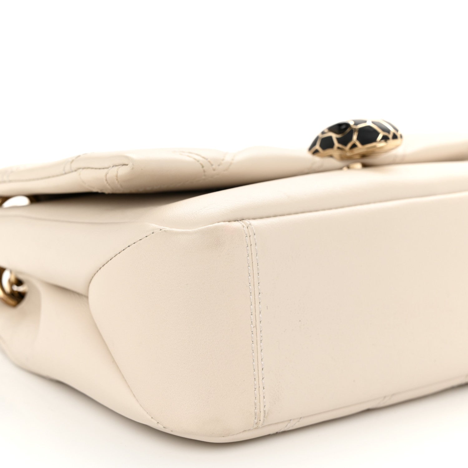 Bulgari Calfskin Matelasse Small Serpenti Cabochon Shoulder Bag White 7 of 11