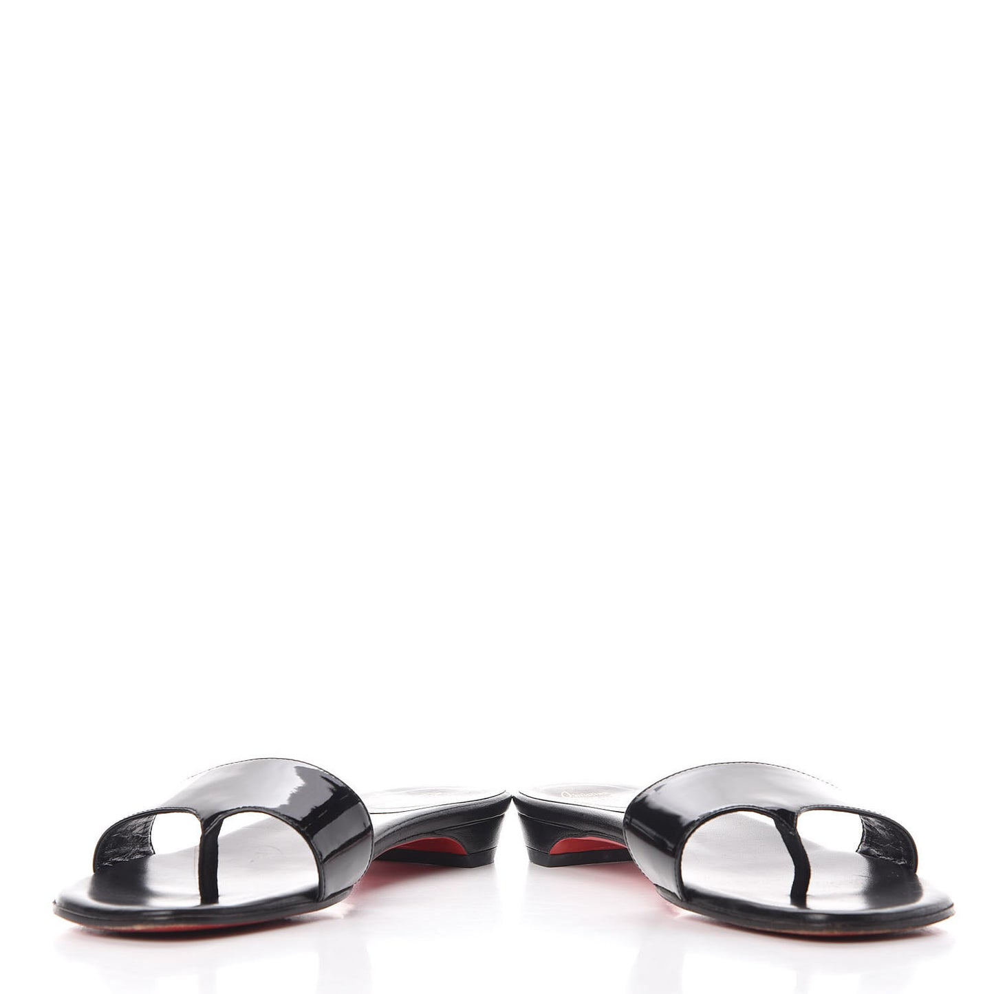 Patent Flat Slide Sandals 37 Black