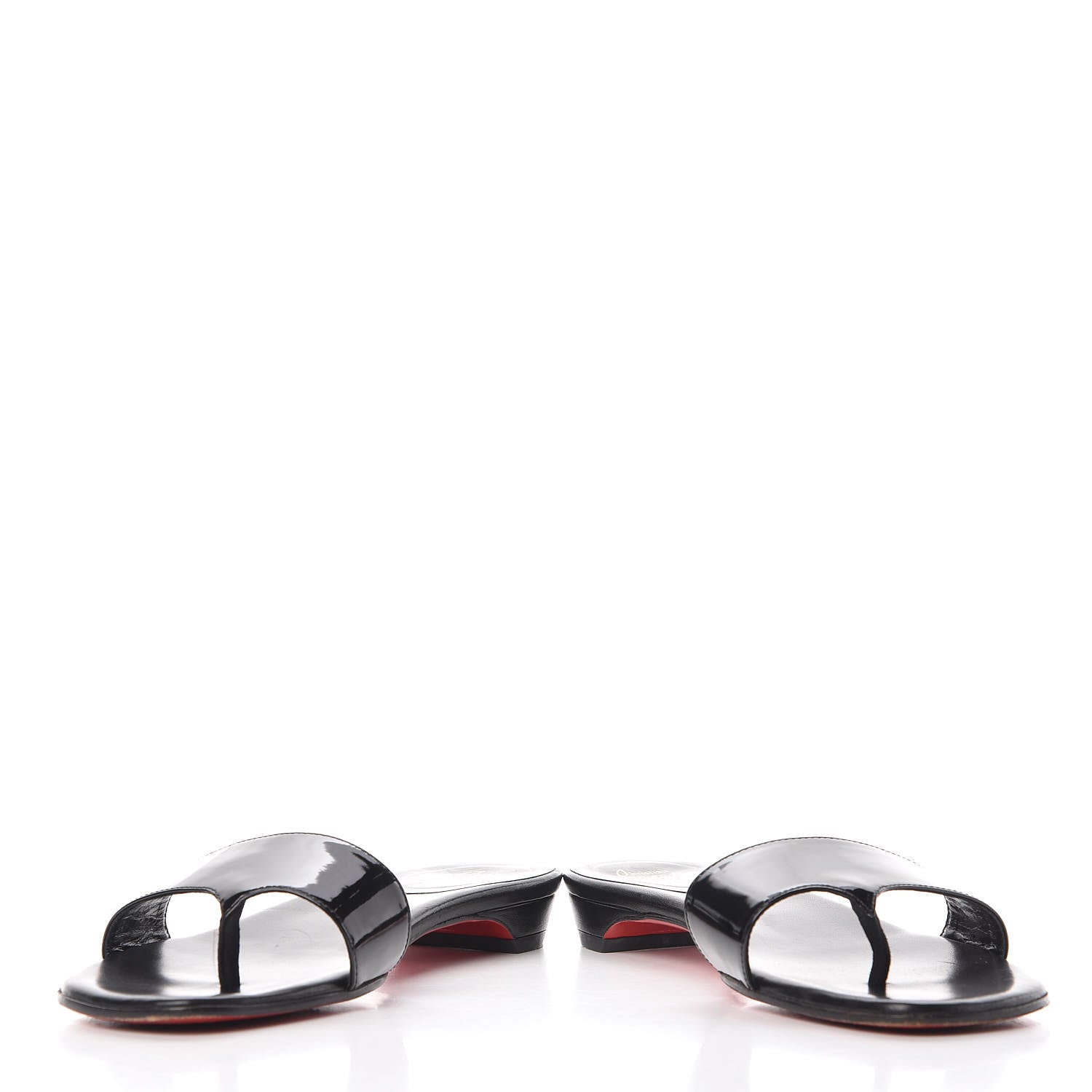Christian Louboutin Patent Flat Slide Sandals 37 Black 4 of 13