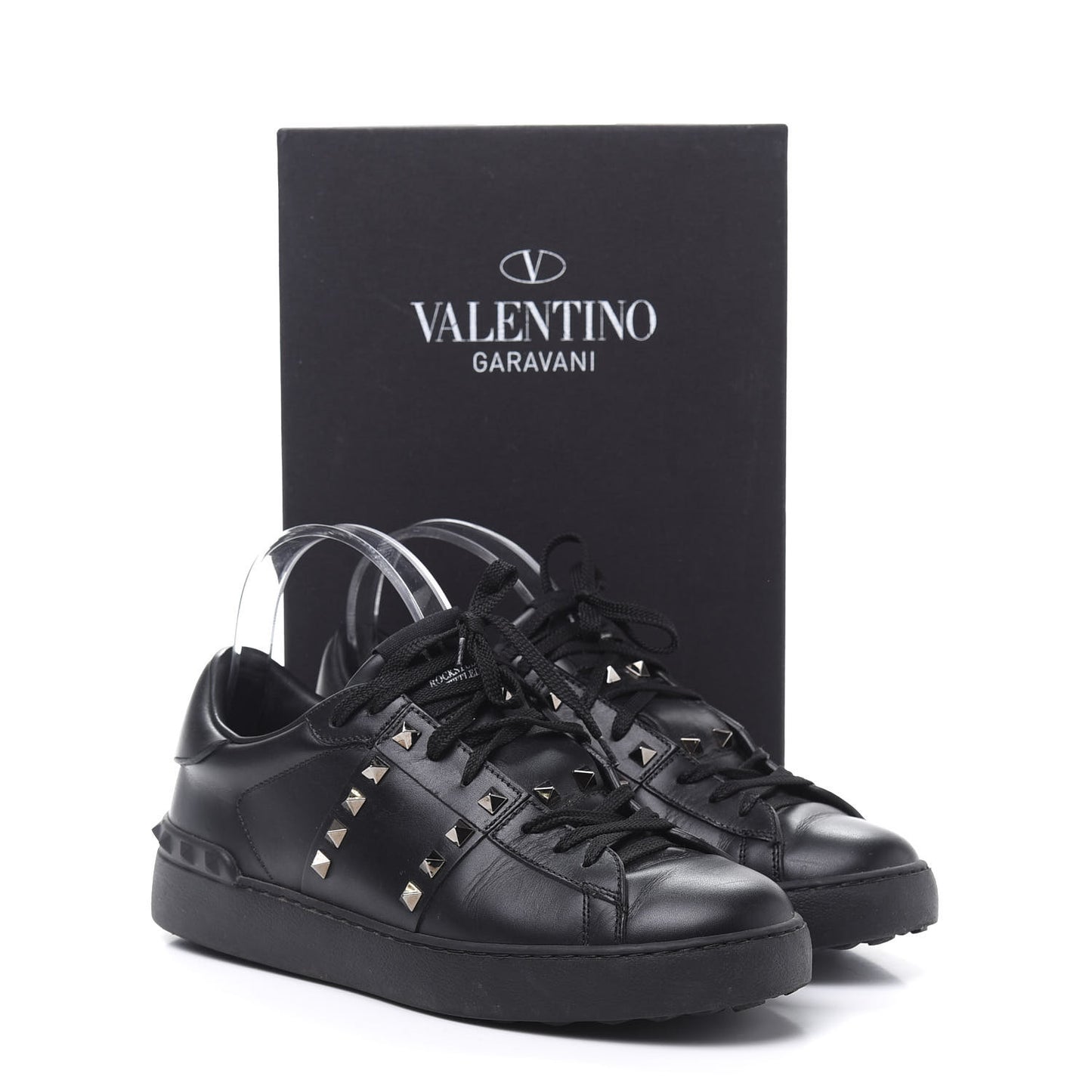 Calfskin Womens Rockstud Untitled Open Sneakers 40 Black