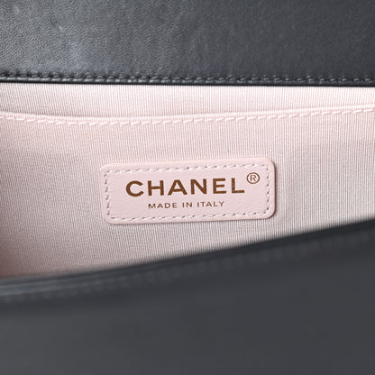 Chanel Lambskin Suede Patchwork Medium Act I Camellia Boy Flap Charcoal Brown Pink 6 of 10