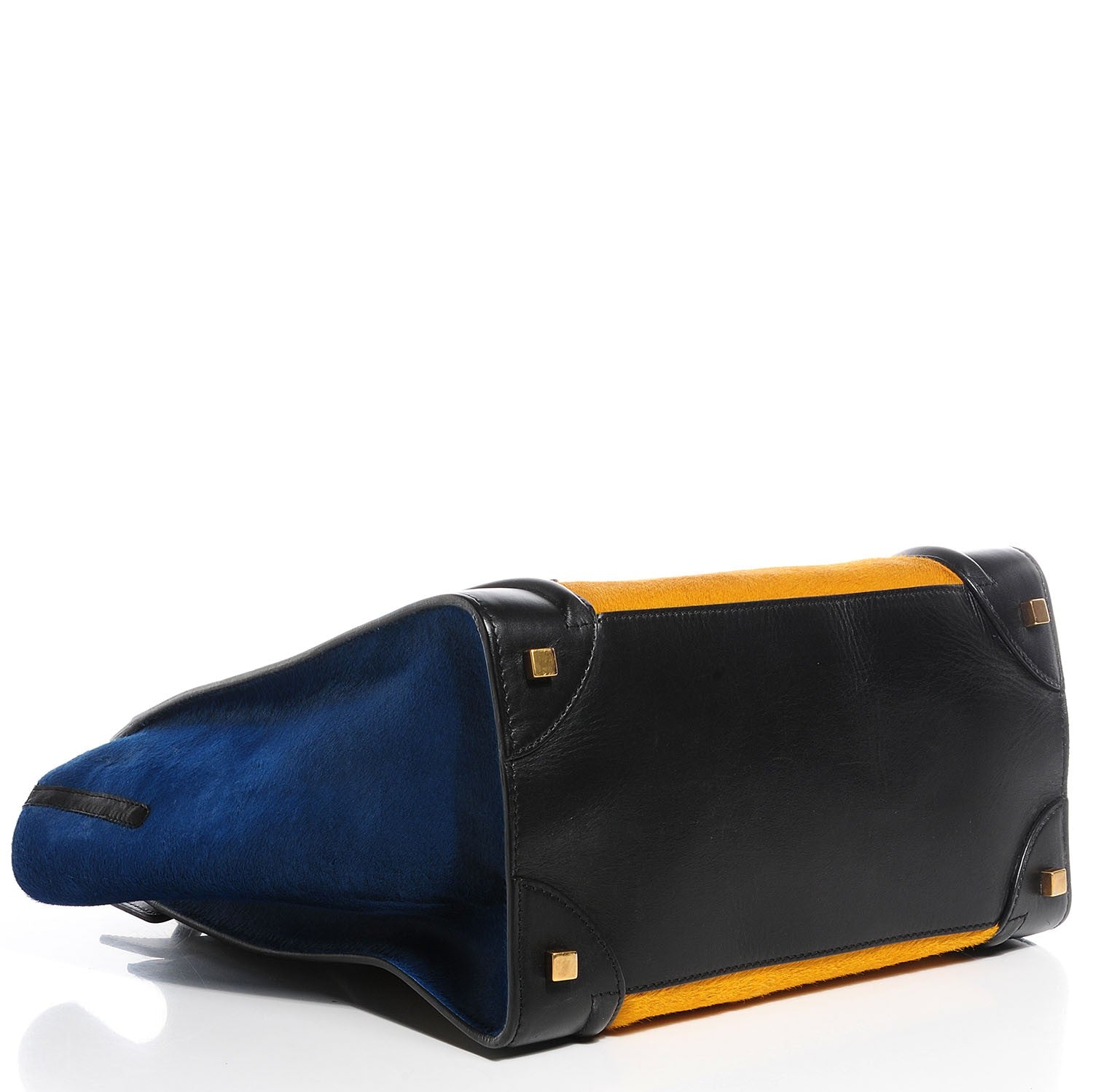 Celine Pony Hair Mini Tri-Color Luggage Royal Blue 4 of 7