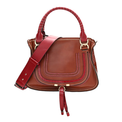 Chloe Calfskin Crocodile Embossed Medium Marcie Satchel Sepia 1 of 11