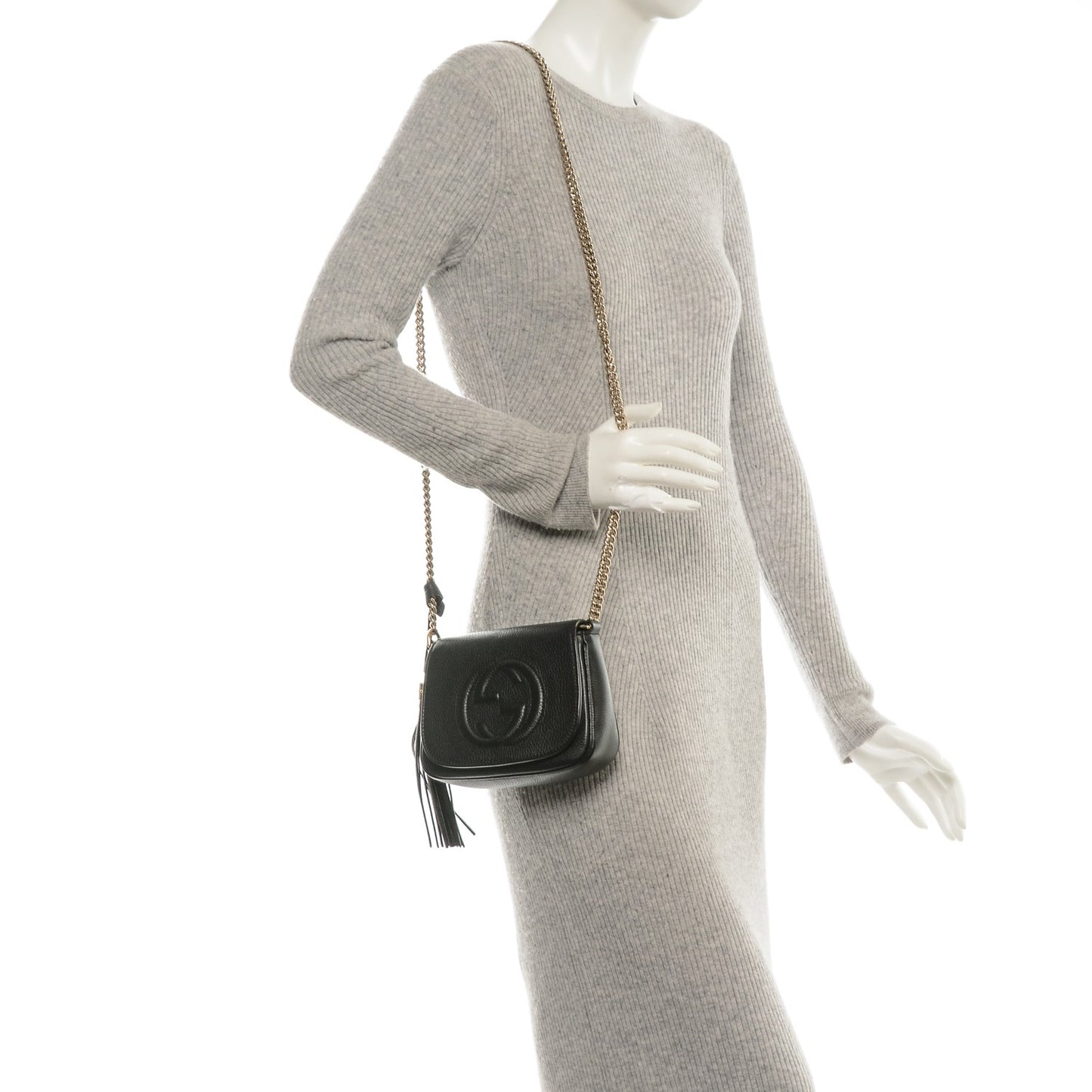 Pebbled Calfskin Small Soho Flap Crossbody Black