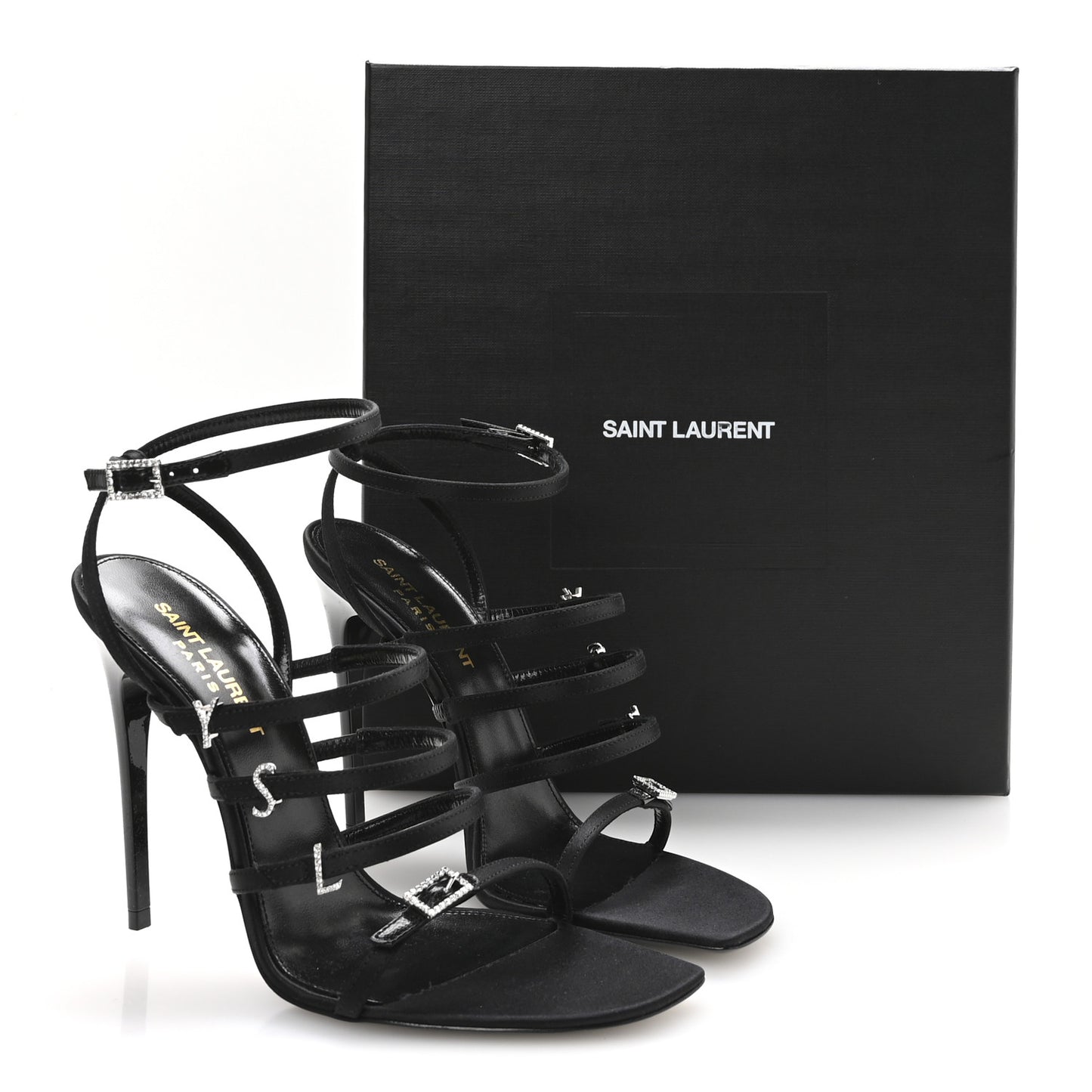 Crepe Satin Crystal Jerry 110 Sandals 37 Black