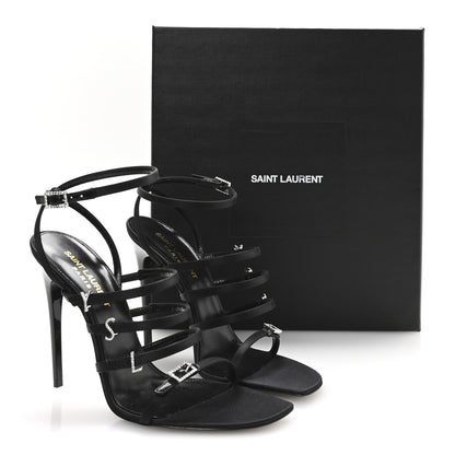 Saint Laurent Crepe Satin Crystal Jerry 110 Sandals 37 Black 8 of 8