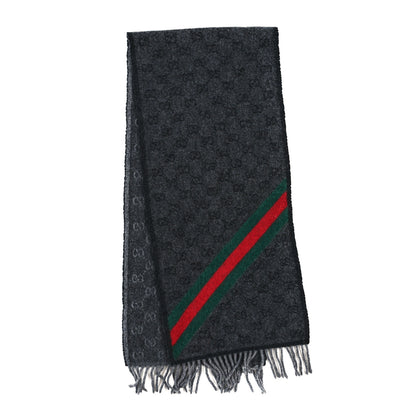 Gucci Wool Angora Monogram Web New Nikky Scarf Lead Dark Green 2 of 3