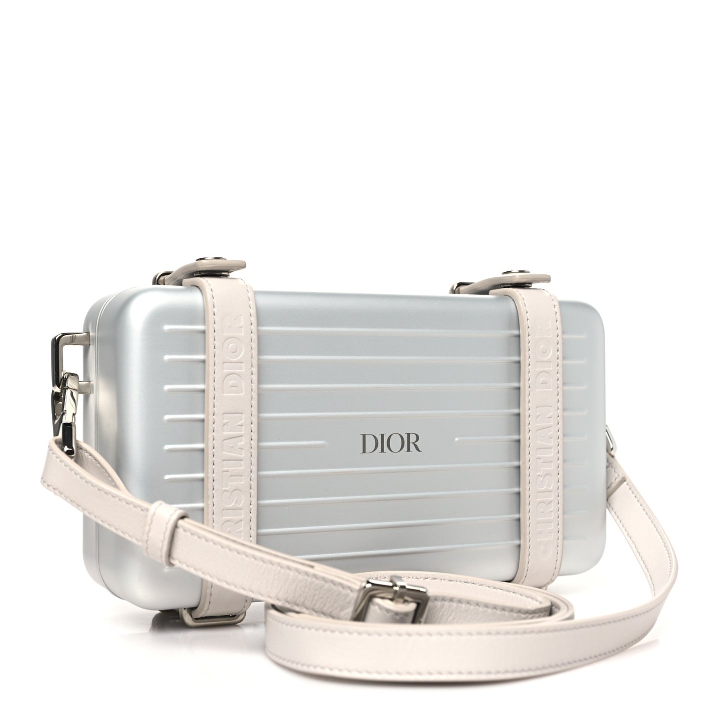 X RIMOWA Aluminum Personal Clutch On Strap Silver