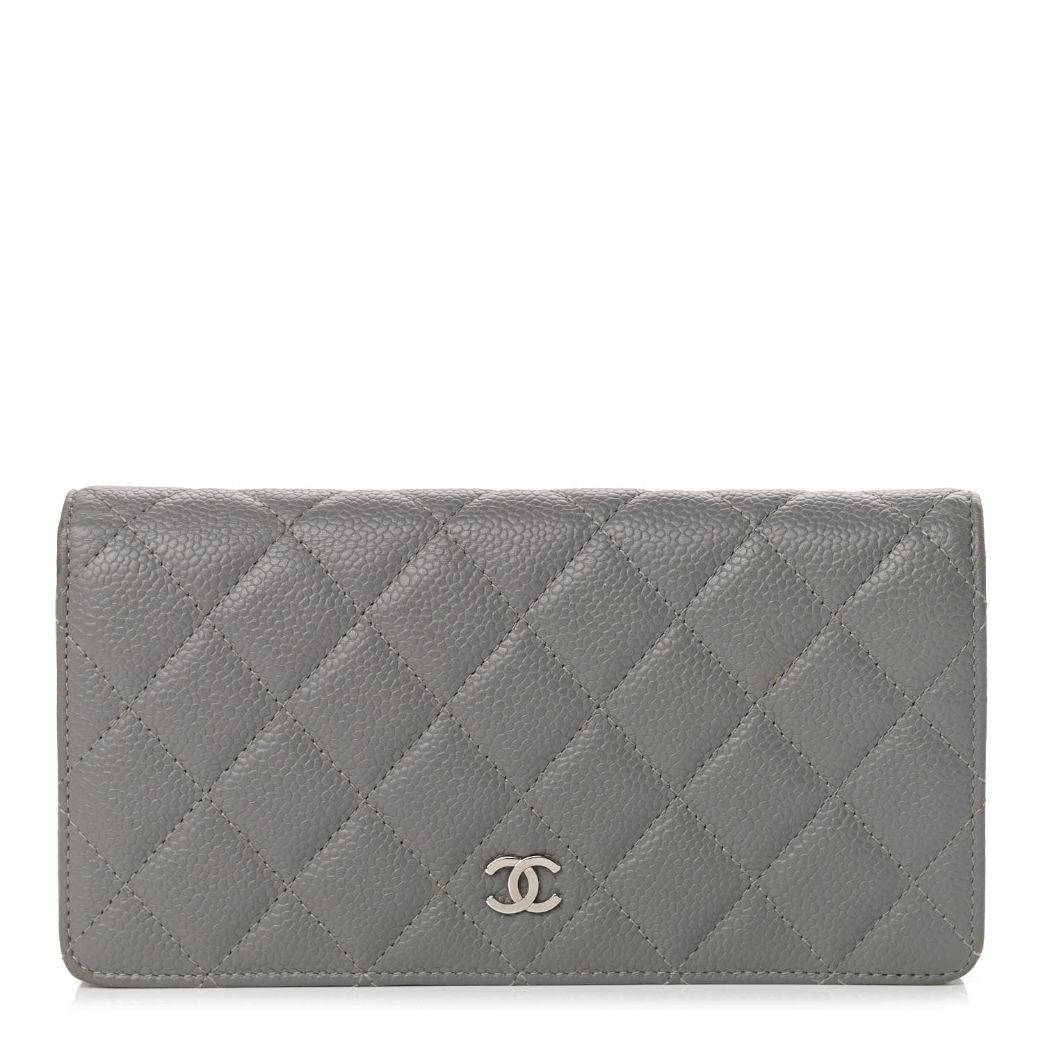 Chanel Caviar Quilted Yen Wallet Grey 1 of 12