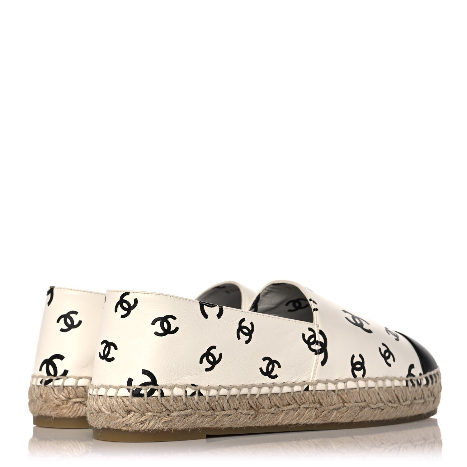 Chanel Lambskin Printed CC Espadrilles 41 White Black 4 of 10
