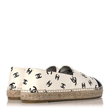 Chanel Lambskin Printed CC Espadrilles 41 White Black 4 of 10