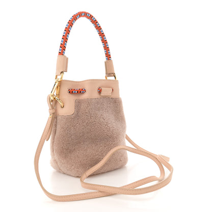 Fendi Sheepskin F is Fendi Logo Embroidered Mini Mon Tresor Bucket Bag Soap 3 of 12
