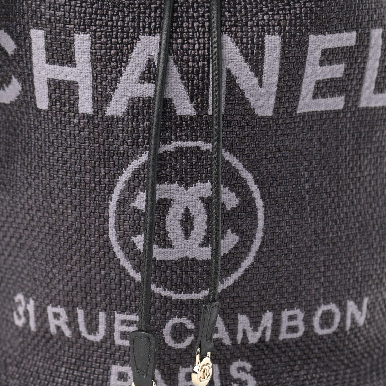 Chanel Mixed Fibers Deauville Drawstring Bag Black 8 of 10